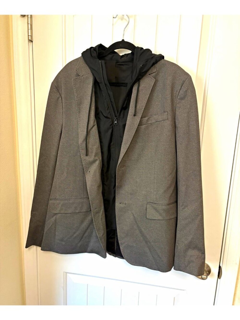 Kenneth Cole Gray Hooded Blazer Mens XL 2 Button Single-Breasted Notch Lapel